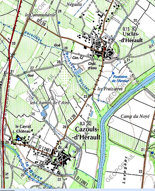 Usclas : carte topographique