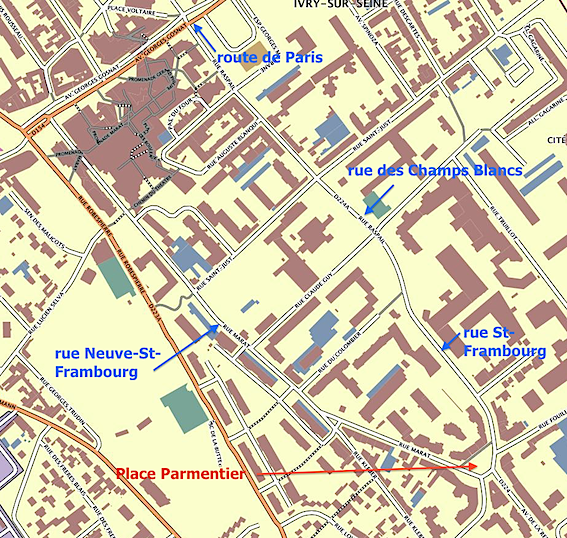 Ivry, quartier Saint-Frambourg – carte actuelle (geoportail)