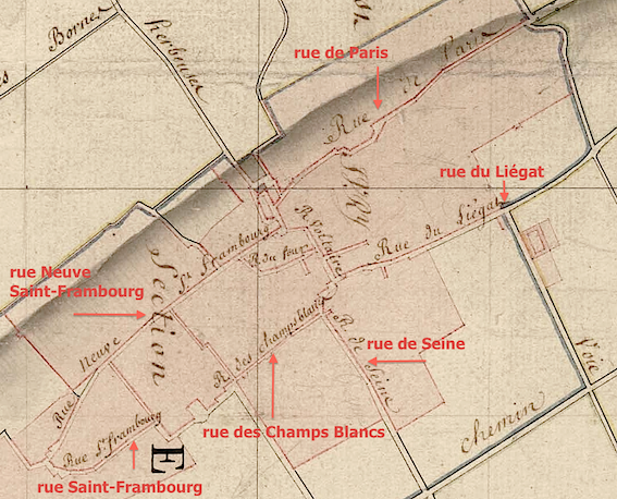 Ivry, quartier Saint-Frambourg – tableau d’assemblage (AD 94)