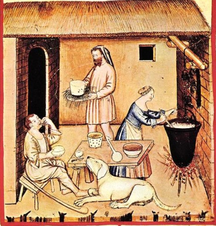 La fabrication du fromage au Moyen Age